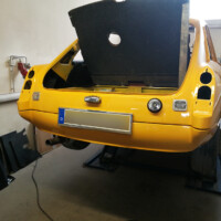 Um warm zu werden, wurden hinten schon Sebring und Anbauteile angebracht...